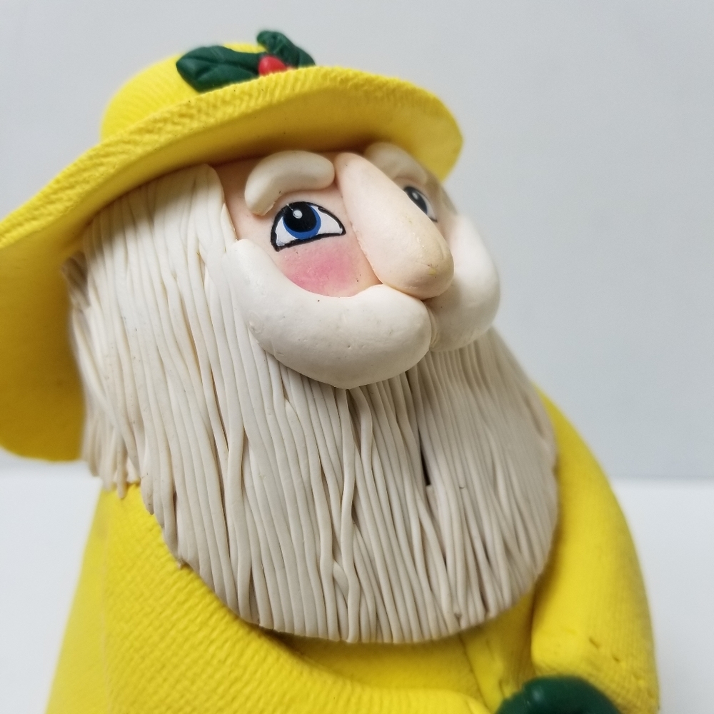 Vintage Santa Fisherman Figurine Bread Dough Polymer Clay Coastal Christmas Yell - Picture 6 of 13